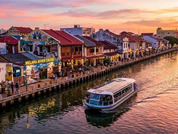 Melaka River at dusk during Festival Sungai Melaka season, September 2026
